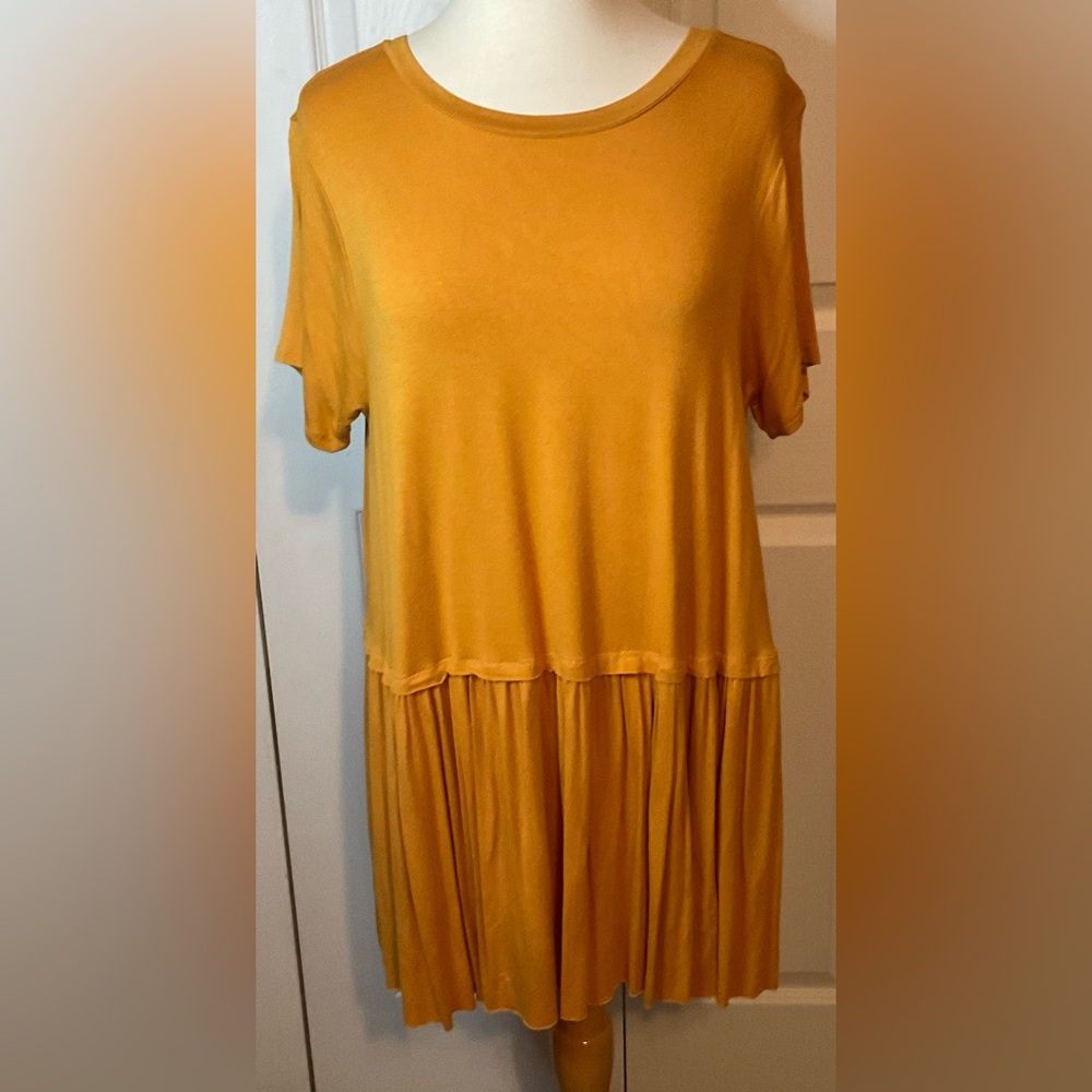Zenana‎ Premium Mustard Yellow Ruffle Dress Large